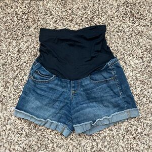 High-Waisted Denim Maternity Shorts